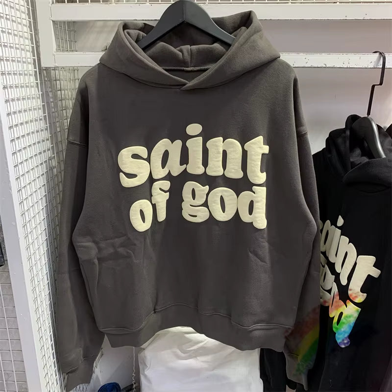 Vintage CPFM Saint of God Hoodie Men Women Puff Print Sweatshirts Oversize Pullovers Hooded
