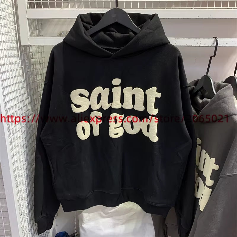 Vintage CPFM Saint of God Hoodie Men Women Puff Print Sweatshirts Oversize Pullovers Hooded