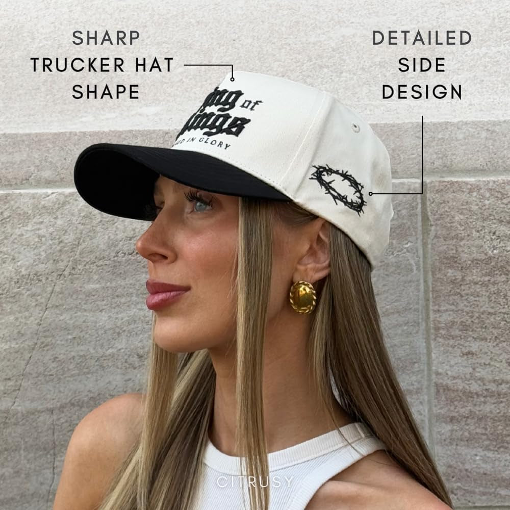 Vintage Faith & Forever Trucker Hat | Men & Women | Christian Cross Jesus Hats | Bachelorette Bride Hat | Cotton | Snapback