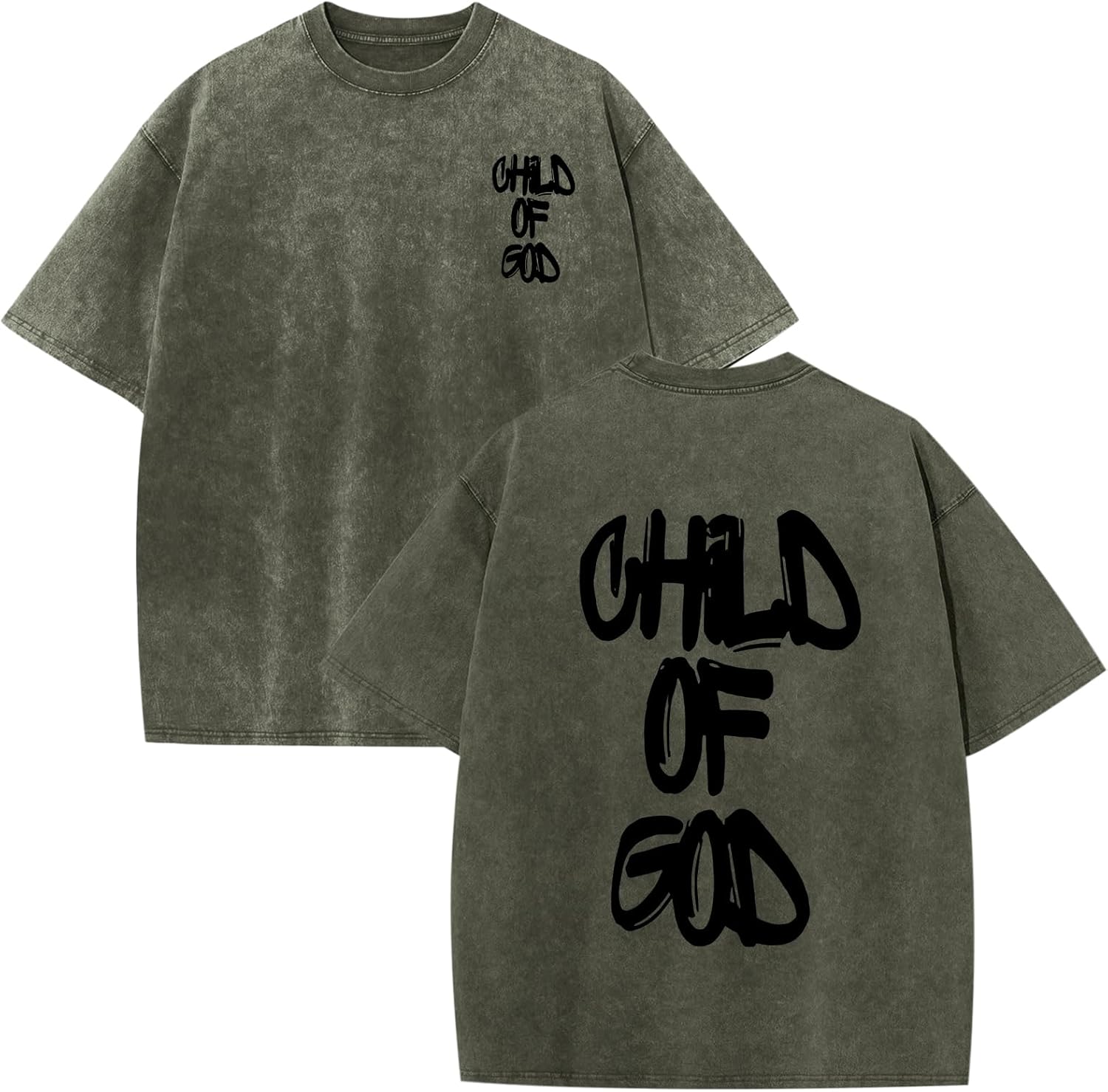 Christian Shirts for Men Faith over Fear Shirt Jesus Religious Tshirt Oversized Graphic Tees Acid Wash God T-Shirt