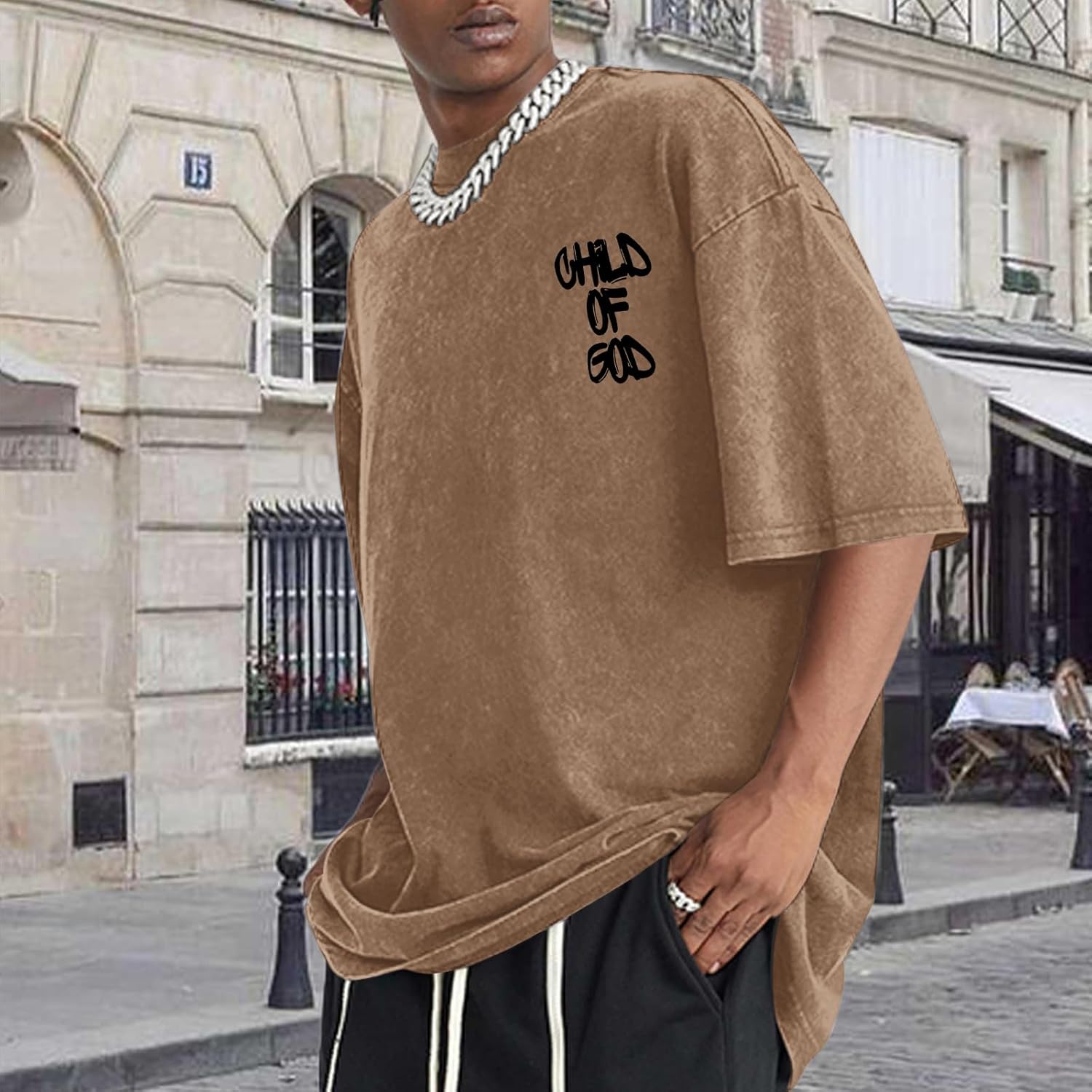 Christian Shirts for Men Faith over Fear Shirt Jesus Religious Tshirt Oversized Graphic Tees Acid Wash God T-Shirt