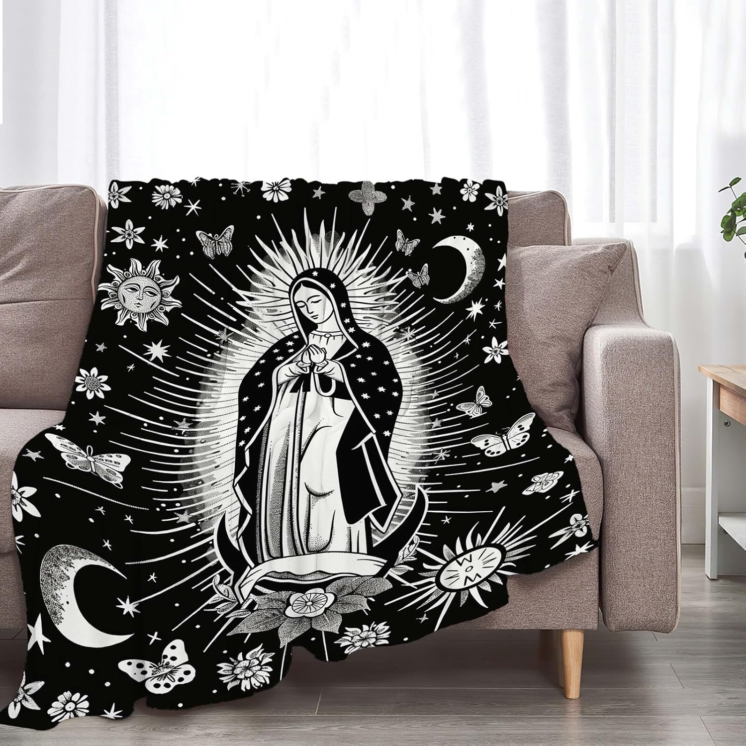 Virgin Mary Blanket Christian Faith Spiritual Prayer Scripture Throw Religious Catholic Gifts for Men Women Boys Girls Kids Adults Super Soft Cozy Plush Fluffy Fuzzy Fleece Blanket Decor 40''X50''