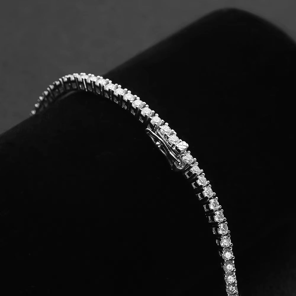 2.5Mm Moissanite Tennis Necklace Full Diamonds Pendant with GRA Certificate 925 Sterling Silver Jewelry for Women Man