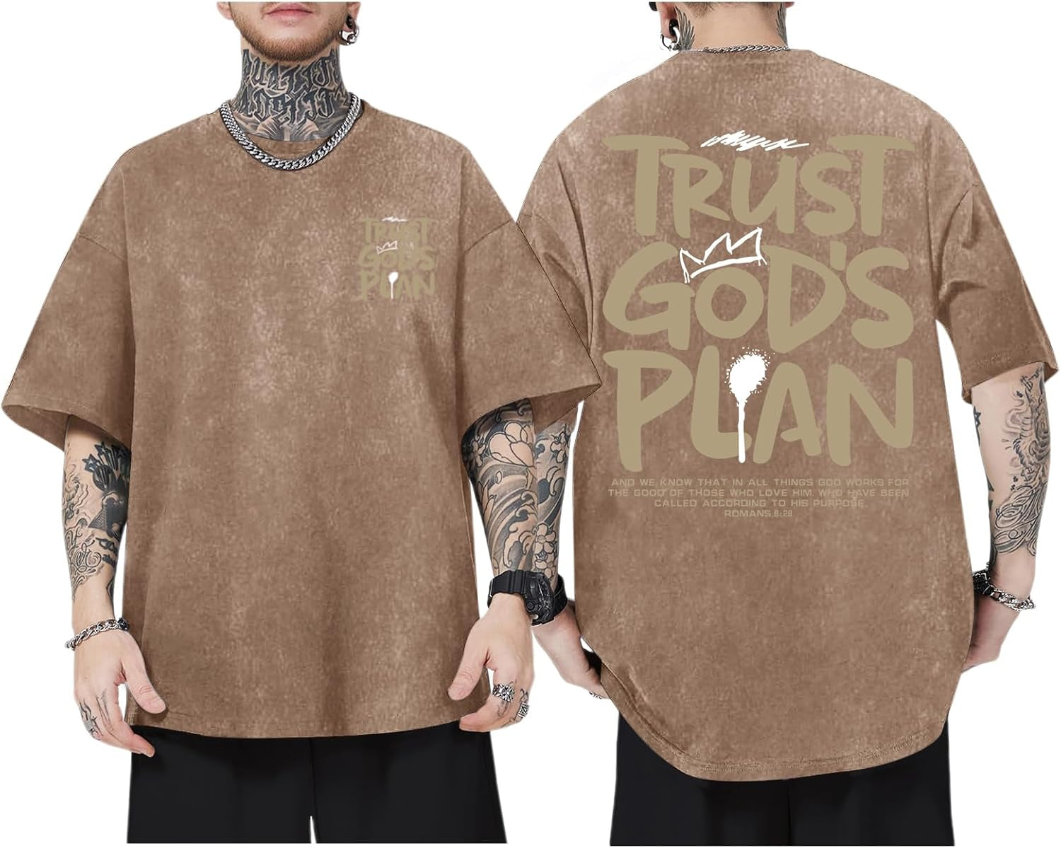 God Christian T Shirts for Men Jesus Faith Shirt Acid Wash Oversized Tees Bible Verse Graphic Vintage Tshirt