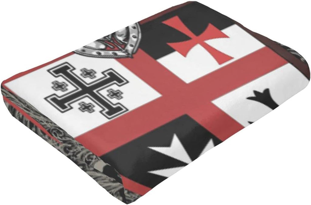 Knights Templar Cross Super Soft Warm Fleece Blanket, Comfortable Flannel Blanket, Four Season Blanket Suitable for Bedroom Bed and Sofa