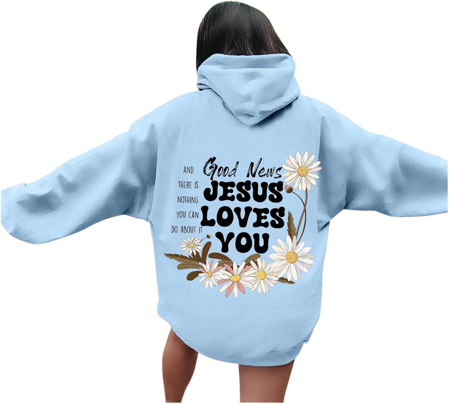 Christian Graphic Hoodies for Teen Girls Fall Fashion Preppy Letter Print Long Sleeve Pullover Sweatshirt with Pocket