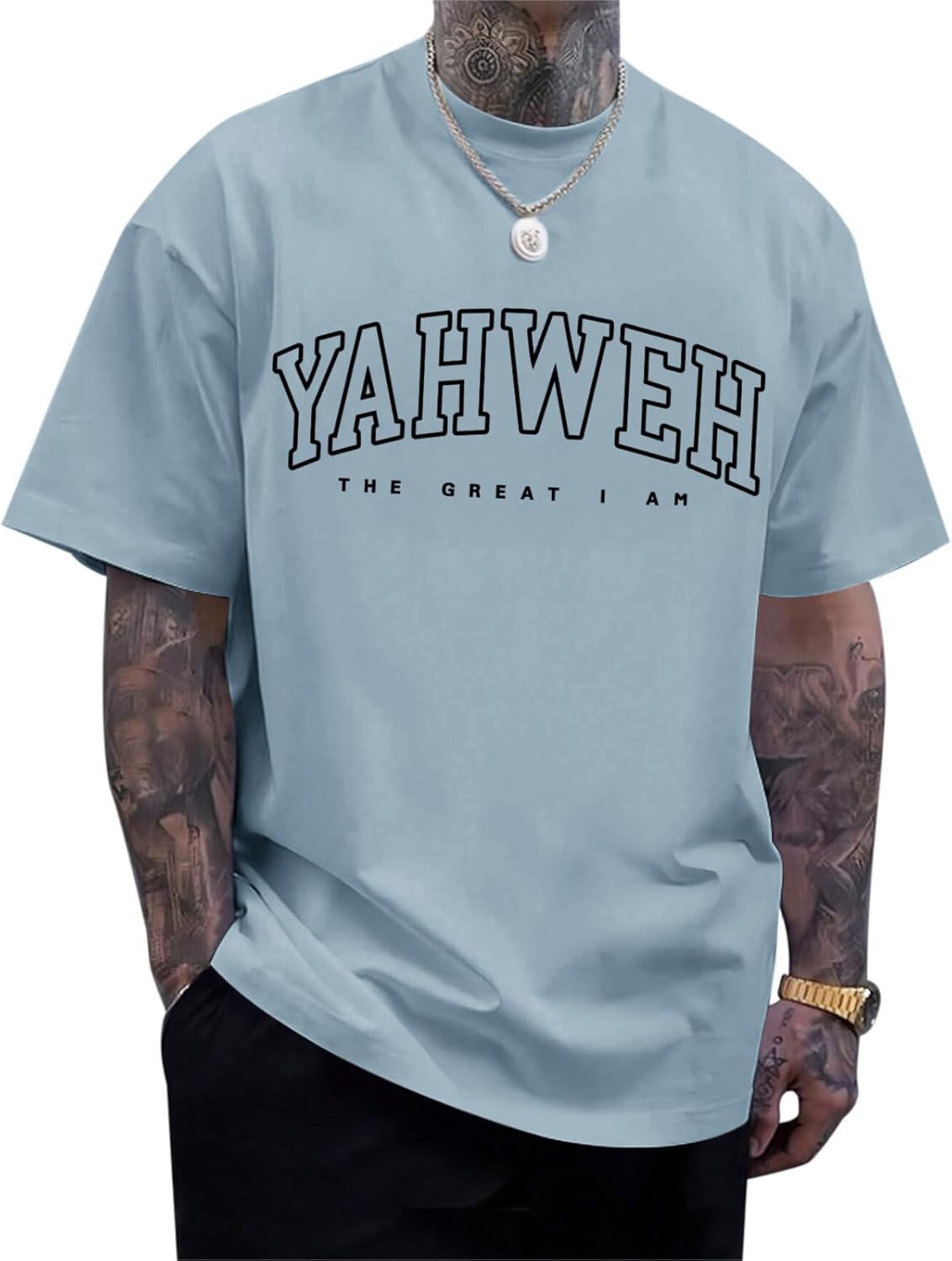 Christian Jesus Shirts for Men Religious God Yahweh Faith Shirt Bible Verse Vintage Oversized Graphic Tees Cotton Top