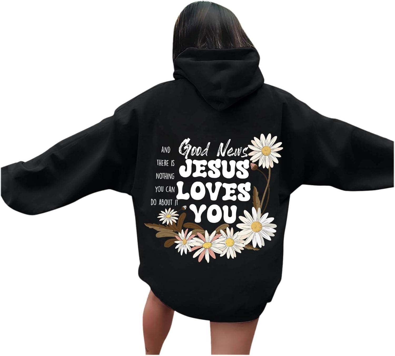 Christian Graphic Hoodies for Teen Girls Fall Fashion Preppy Letter Print Long Sleeve Pullover Sweatshirt with Pocket