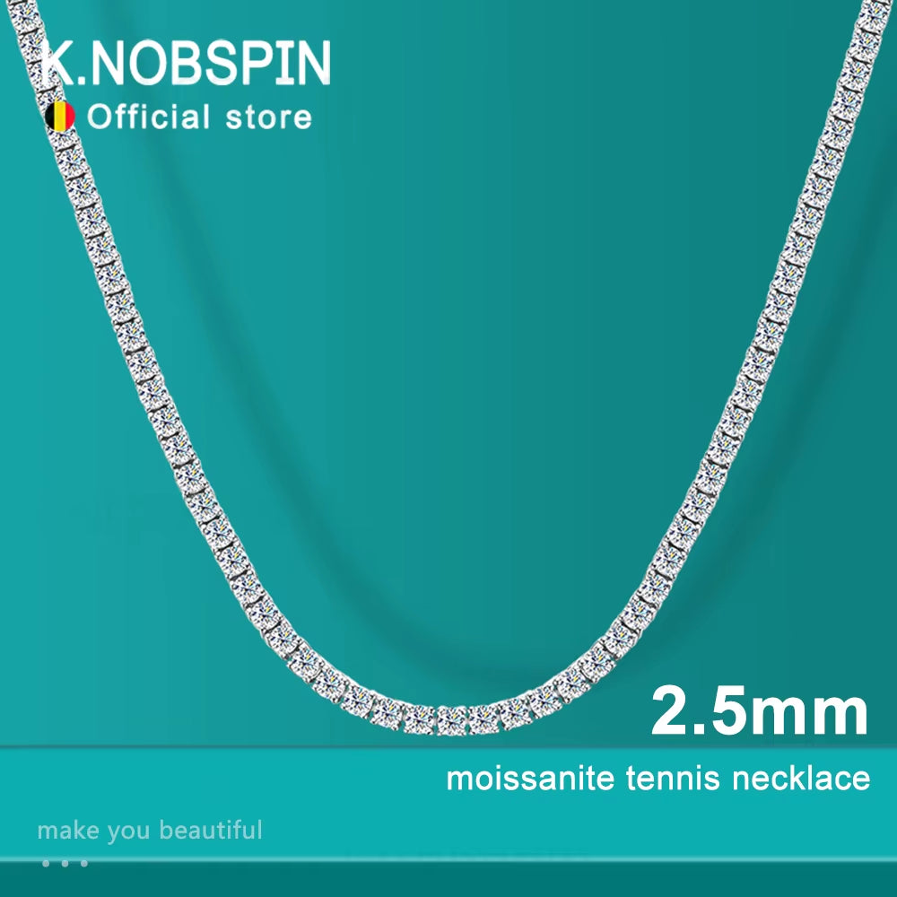 2.5Mm Moissanite Tennis Necklace Full Diamonds Pendant with GRA Certificate 925 Sterling Silver Jewelry for Women Man