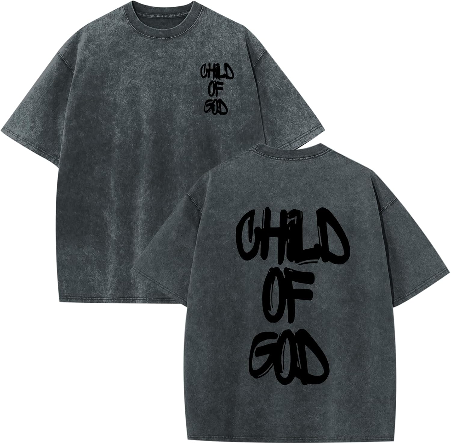 Christian Shirts for Men Faith over Fear Shirt Jesus Religious Tshirt Oversized Graphic Tees Acid Wash God T-Shirt