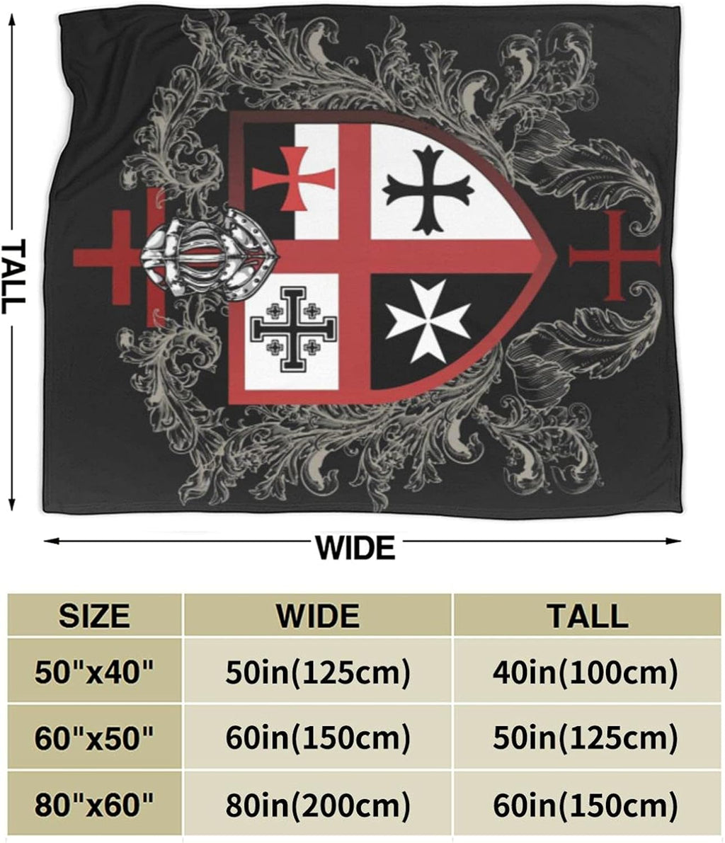 Knights Templar Cross Super Soft Warm Fleece Blanket, Comfortable Flannel Blanket, Four Season Blanket Suitable for Bedroom Bed and Sofa