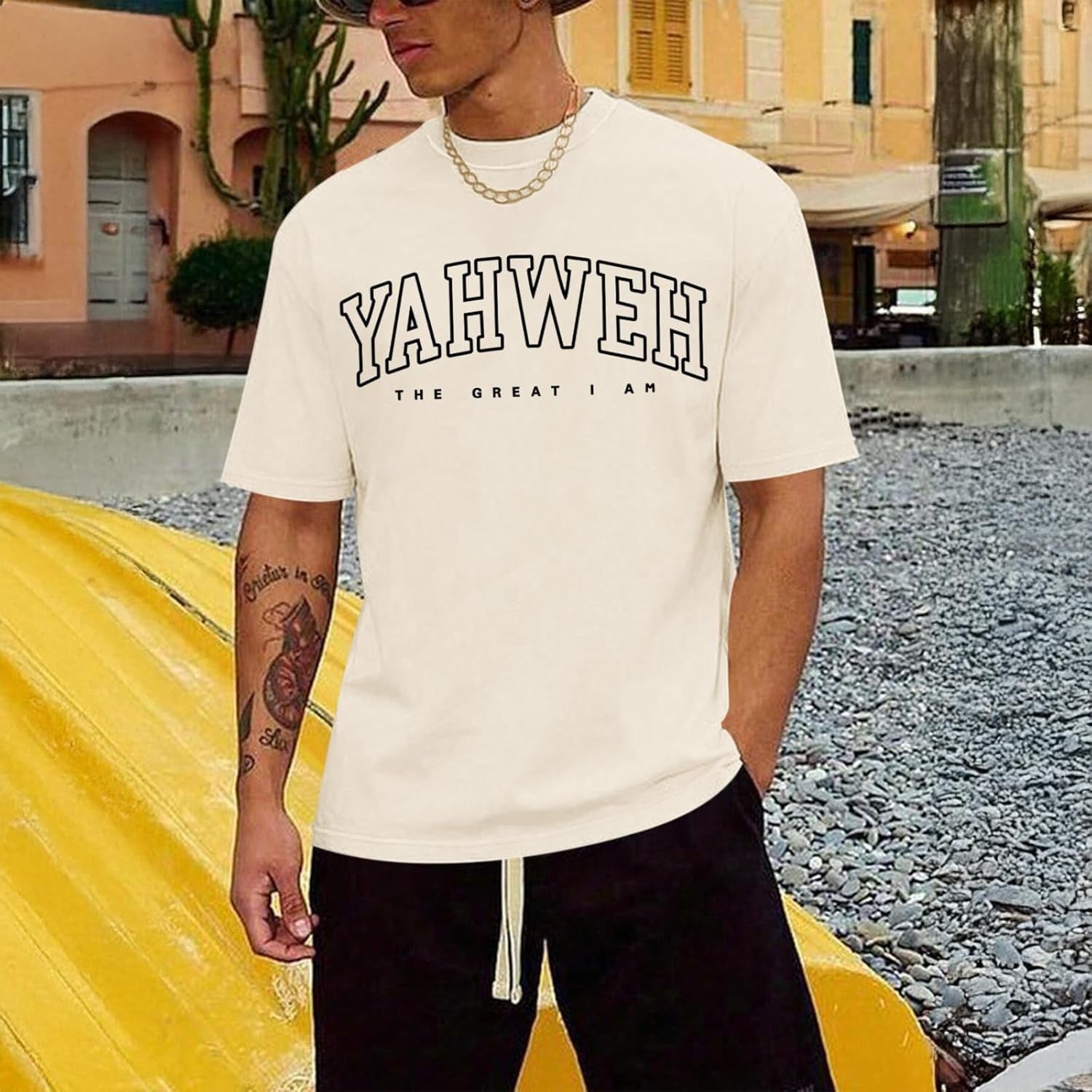 Christian Jesus Shirts for Men Religious God Yahweh Faith Shirt Bible Verse Vintage Oversized Graphic Tees Cotton Top
