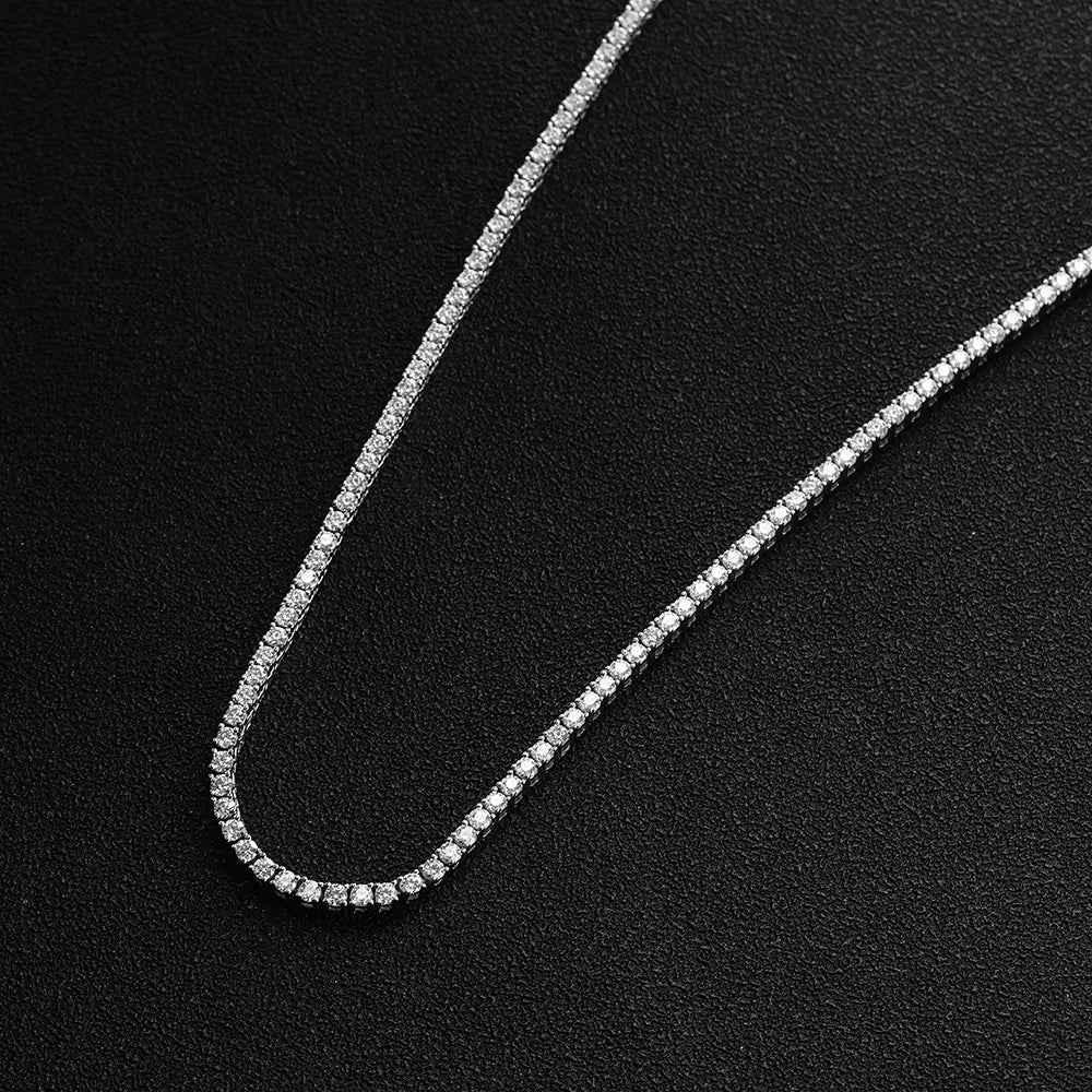 2.5Mm Moissanite Tennis Necklace Full Diamonds Pendant with GRA Certificate 925 Sterling Silver Jewelry for Women Man