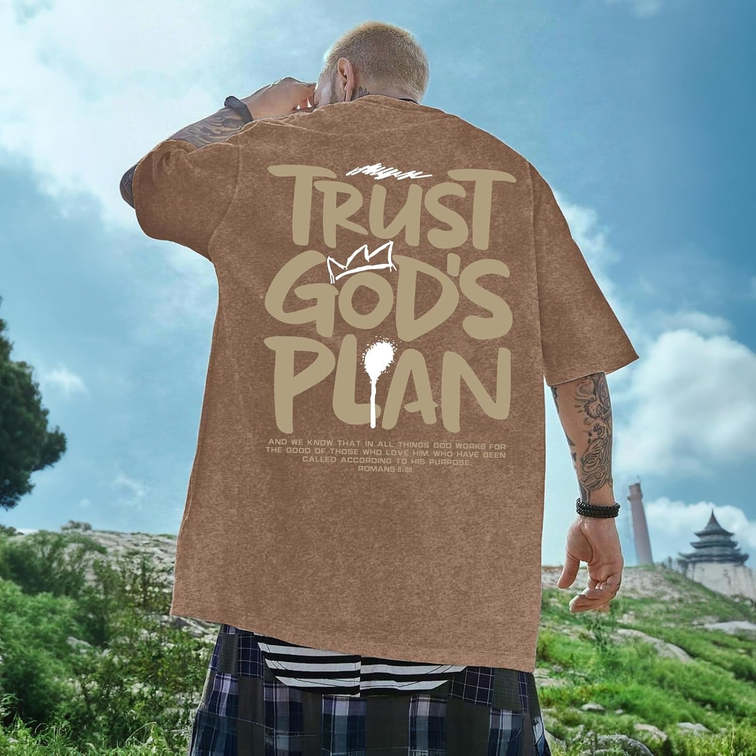 God Christian T Shirts for Men Jesus Faith Shirt Acid Wash Oversized Tees Bible Verse Graphic Vintage Tshirt